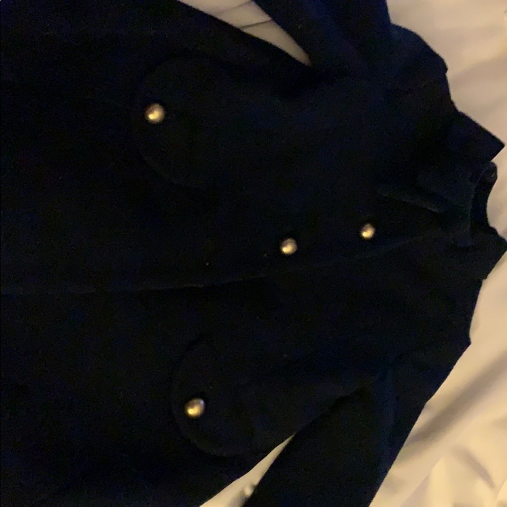 Velvet navy pea coat with gold buttons